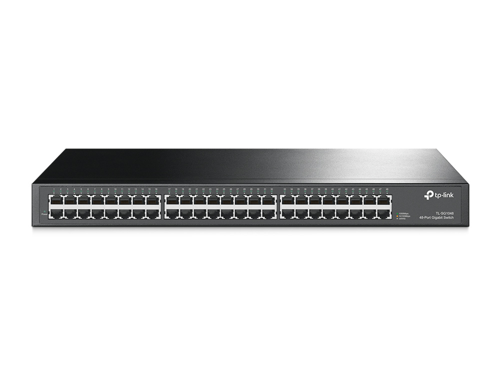 Pilt TP-LINK | 48-Port Gigabit Rackmount Switch | TL-SG1048 | Unmanaged | Rackmountable | 1 Gbps (RJ-45) ports quantity | 10 Gbps (RJ-45) ports quantity | SFP ports quantity | SFP+ ports quantity | Combo ports quantity | PoE ports quantity | PoE+ ports quantity | Power supply type | month(s)