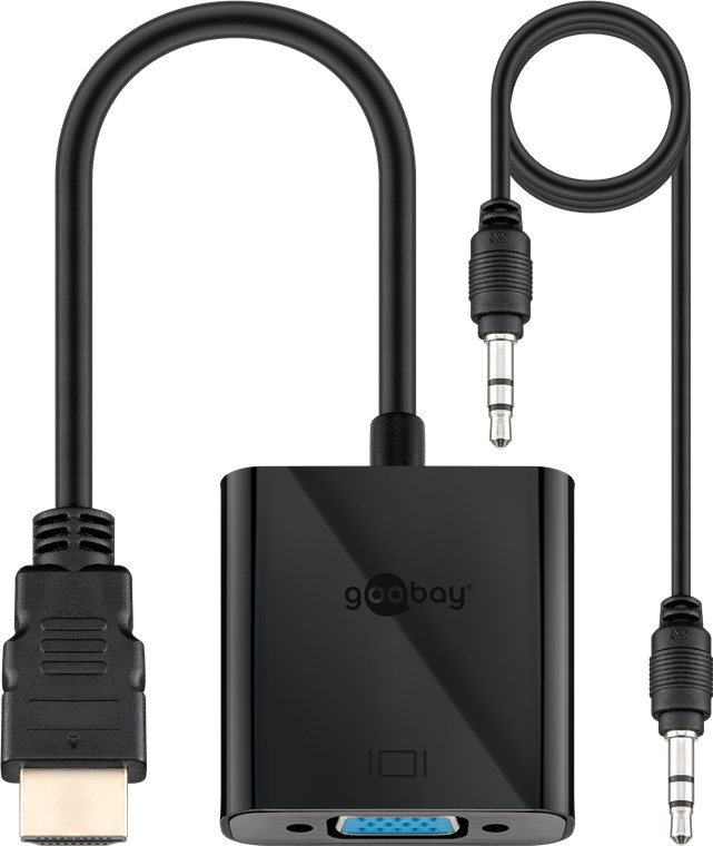 Pilt Goobay | HDMI/VGA adapter, nickel plated | 68793 | Black | HDMI male (type A) | VGA female (15-pin)