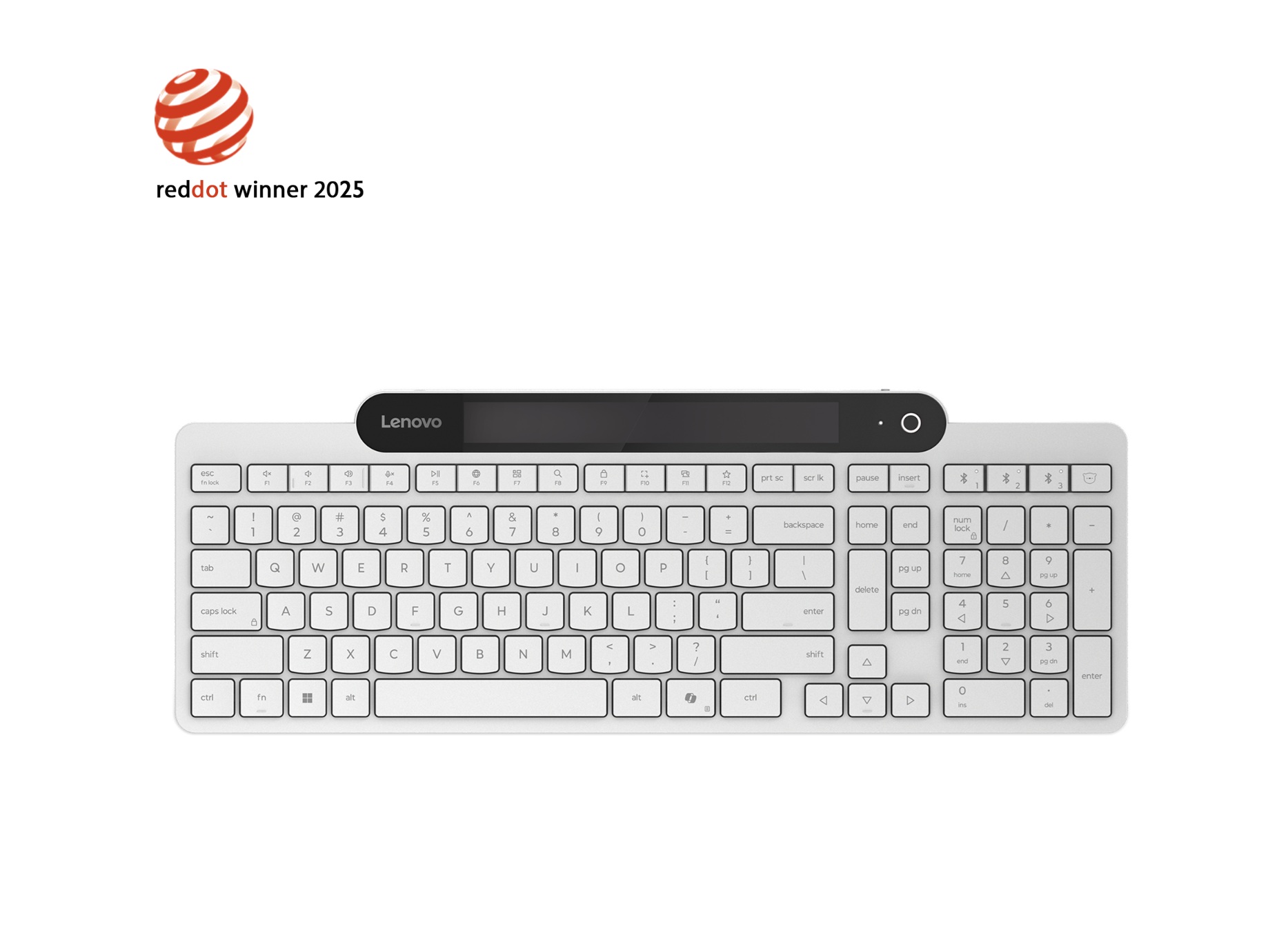 Pilt Lenovo 800 Self-Charging Bluetooth Keyboard-US English | Keyboard | Bluetooth | US English | White