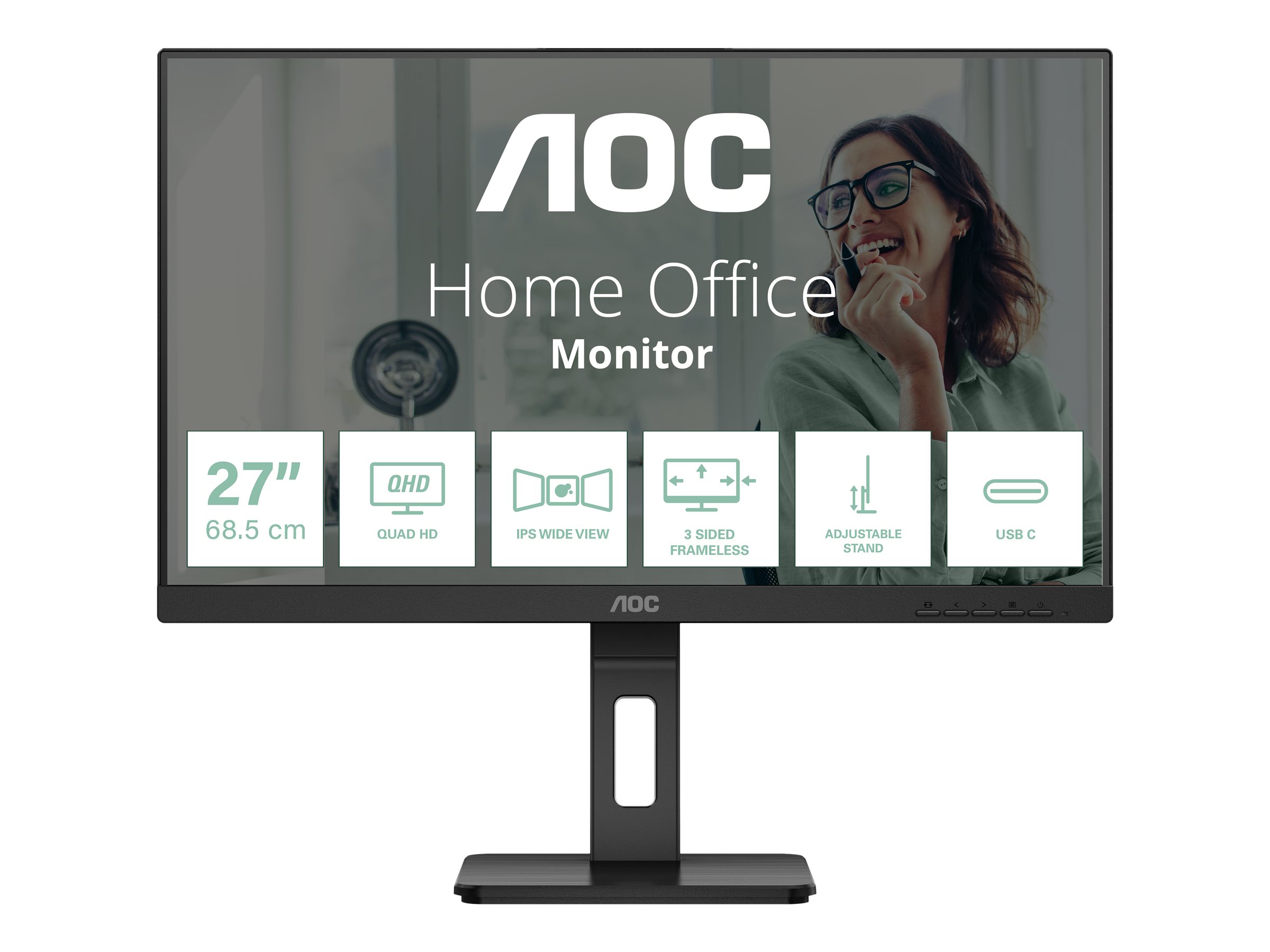 Pilt AOC Q27P3CV | 27 " | IPS | 100 Hz | 4 ms | 2560 x 1440 pixels | 350 cd/m² | HDMI ports quantity 2 | Black
