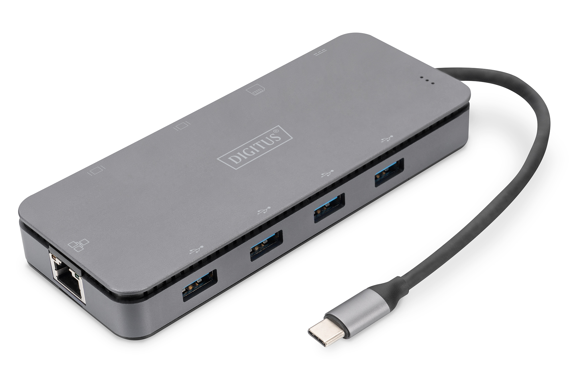 Pilt Digitus | 11 in 1 USB-C Docking Station and SSD Enclosure | DA-70896 | Dock | Ethernet LAN (RJ-45) ports 1 | VGA (D-Sub) ports quantity 1 | DisplayPorts quantity | USB 3.0 (3.1 Gen 1) Type-C ports quantity | USB 3.0 (3.1 Gen 1) ports quantity 4 | USB 2.0 ports quantity | HDMI ports quantity 1 | Ethernet LAN | Warranty  month(s)