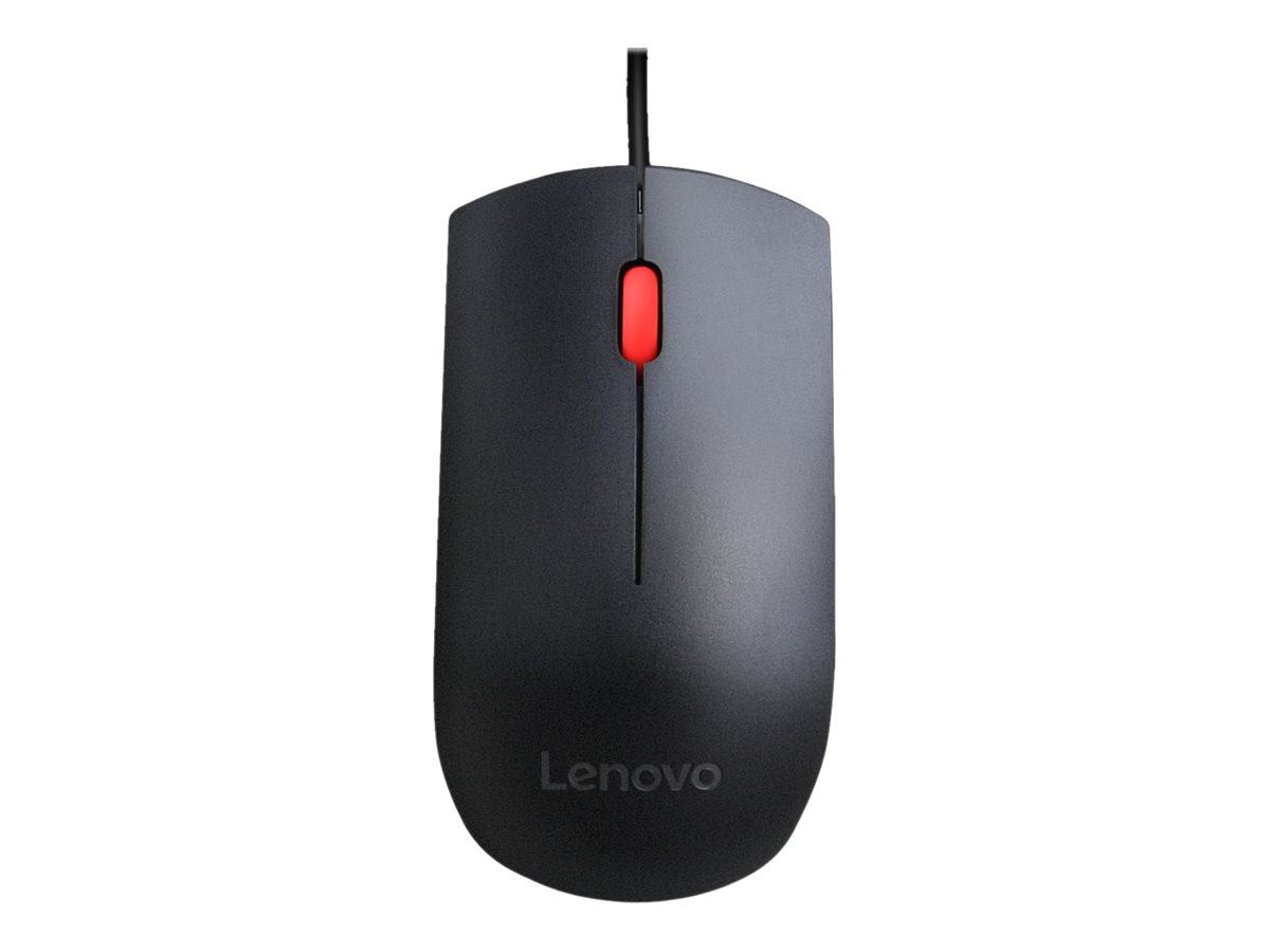 Pilt Lenovo Essential USB Wired Mouse, 1600 DPI, 1.8 m, 3 Buttons, Black | Lenovo | Essential USB Mouse | Optical sensor | wired | Black