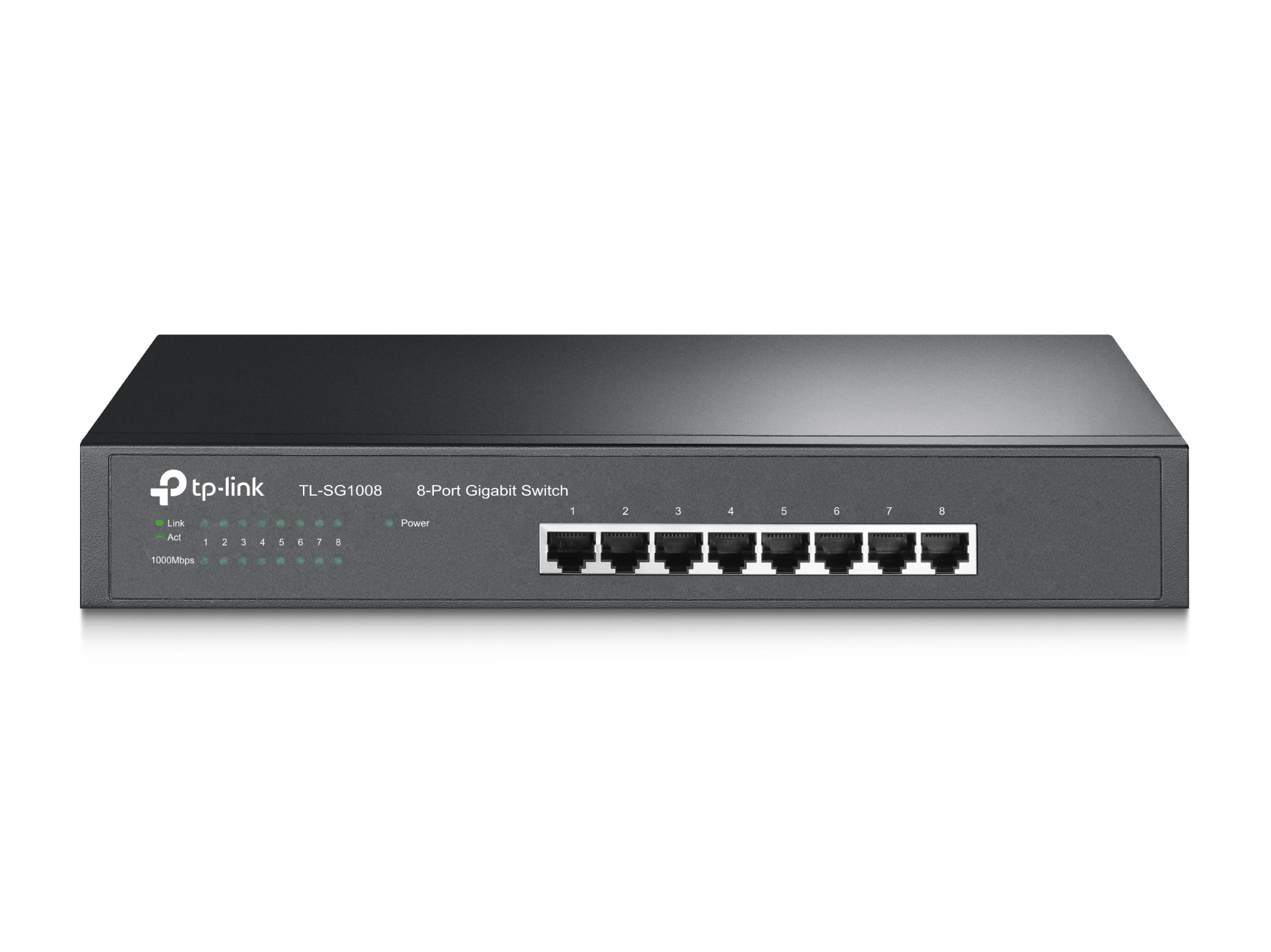 Pilt TP-LINK | 8-Port Gigabit Switch | TL-SG1008 | Unmanaged | Desktop/Rackmountable | 1 Gbps (RJ-45) ports quantity | 10 Gbps (RJ-45) ports quantity | SFP ports quantity | SFP+ ports quantity | Combo ports quantity | PoE ports quantity | PoE+ ports quantity | Power supply type | month(s)