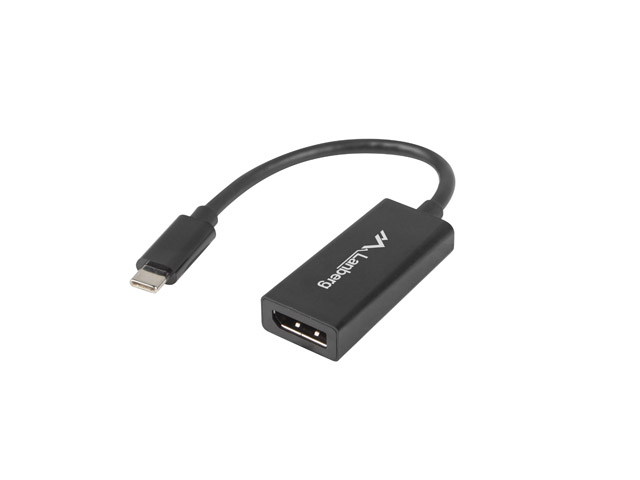 Pilt Lanberg USB-C (M) 3.1 to Displayport (F) Adapter cable 15cm, Black | AD-UC-DP-01