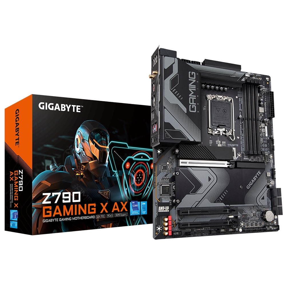 Pilt Gigabyte | Z790 GAMING X AX 1.0 M/B | Processor family Intel | Processor socket  LGA1700 | DDR5 DIMM | Memory slots 4 | Supported hard disk drive interfaces 	SATA, M.2 | Number of SATA connectors 6 | Chipset Z790 Express | ATX