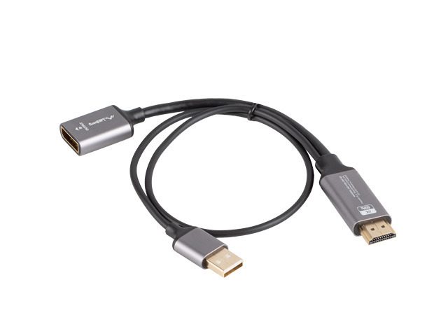Pilt Lanberg HDMI (M) to Displayport (F) Adapter 4K on cable 20cm, Silver | AD-HD-DP-02