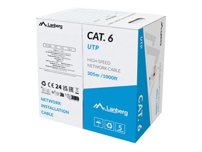 Pilt Lanberg | LAN Cable Cat.6 305M Solid CCA Grey Fluke Passed | LCU6-15CC-0305-S