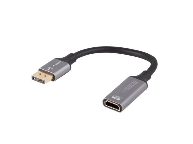 Pilt Lanberg Displayport (M) to HDMI (F) Adapter 8K on cable 20cm, Silver | AD-DP-HD-04