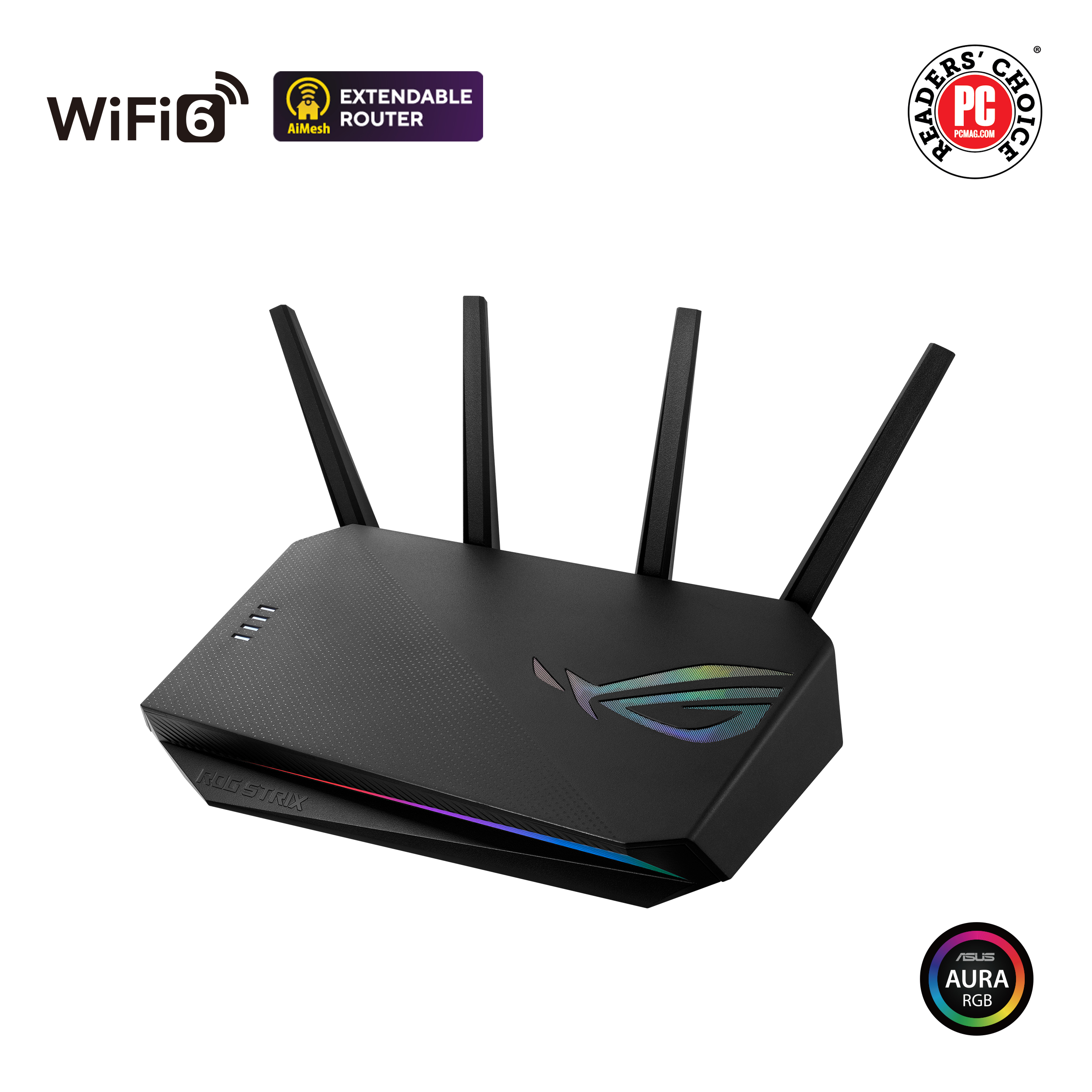 Pilt Wireless Router | ROG STRIX GS-AX5400 | 4804 + 574 Mbit/s | Ethernet LAN (RJ-45) ports 4 | Mesh Support Yes | MU-MiMO Yes | No mobile broadband | Antenna type  External antenna x 4 | 36 month(s)