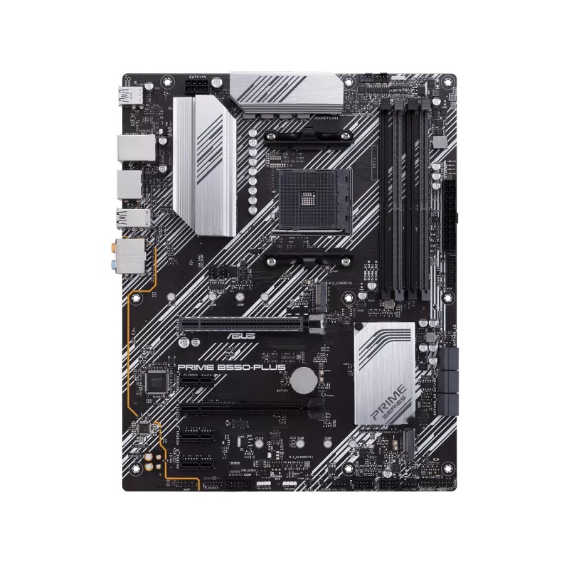 Pilt Asus | PRIME B550-PLUS | Processor family AMD | Processor socket AM4 | DDR4 DIMM | Memory slots 4 | Supported hard disk drive interfaces 	SATA, M.2 | Number of SATA connectors 6 | Chipset AMD B550 | ATX