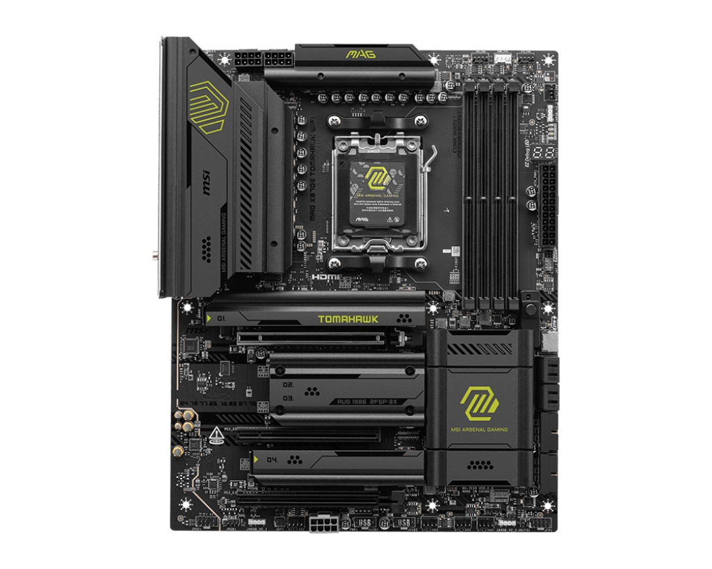 Pilt MSI MAG X870E TOMAHAWK WIFI | Processor family AMD | Processor socket AM5 | DDR5 | Supported hard disk drive interfaces SATA, M.2 | Number of SATA connectors 4