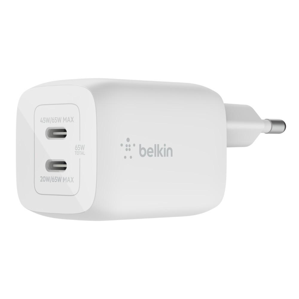 Pilt Belkin USB-C GaN PD PPS Dual Wall Charger, 65W | WCH013vfWH