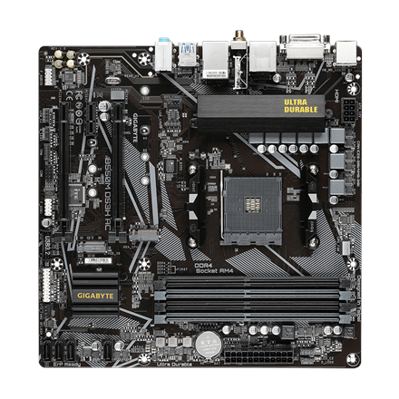 Pilt Gigabyte | B550M DS3H AC 1.0/1.1/1.2/1.3/1.5 M/B | Processor family AMD | Processor socket AM4 | DDR4 DIMM | Memory slots 4 | Supported hard disk drive interfaces SATA, M.2 | Number of SATA connectors 4 | Chipset AMD B550 | Micro ATX