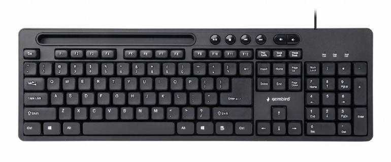 Pilt Gembird | Multimedia keyboard with phone stand | KB-UM-108 | Multimedia | Wired | US | Black | g