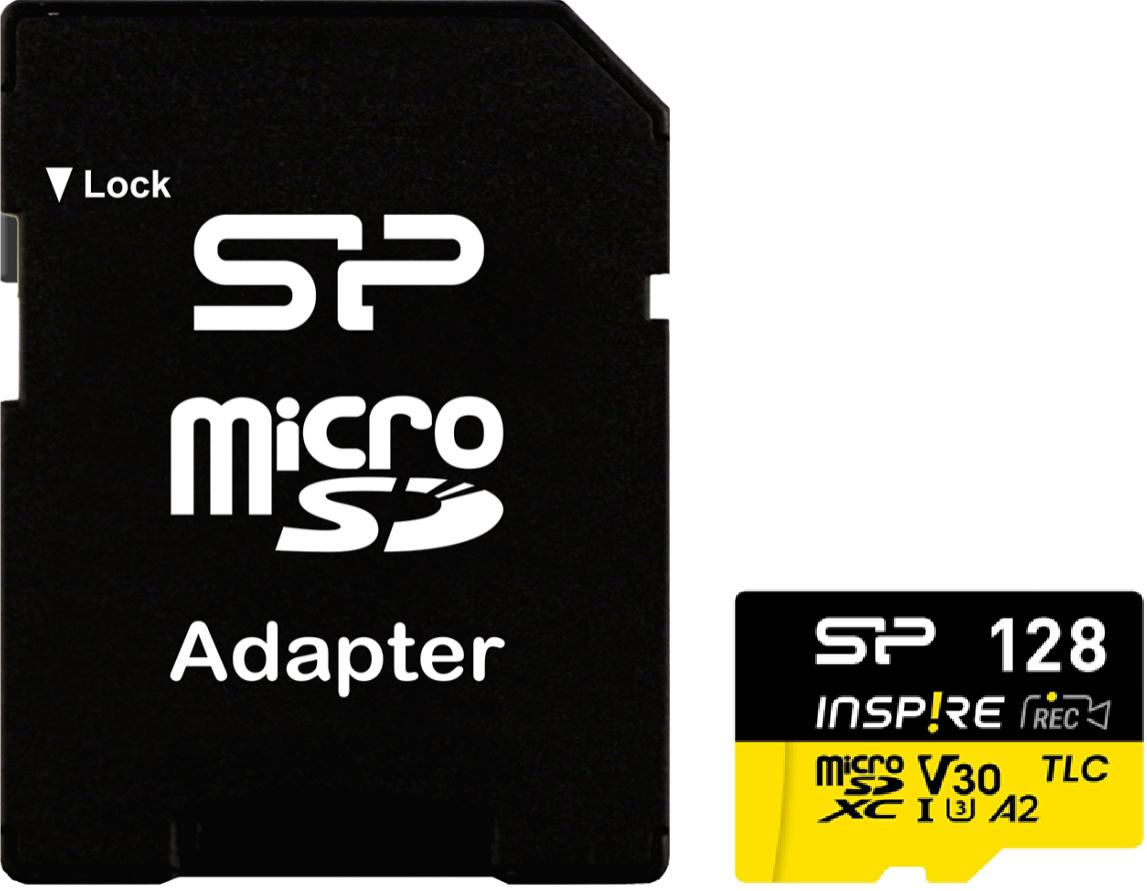 Pilt Silicon Power Memory card with adapter | Inspire | 128 GB | microSDXC | Flash memory class C10, UHS-I U3, V30, A2
