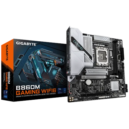 Pilt Gigabyte B860M GAMING WIFI6 | Processor family Intel | Processor socket LGA1851 | DDR5 | Supported hard disk drive interfaces M.2, SATA | Number of SATA connectors 4
