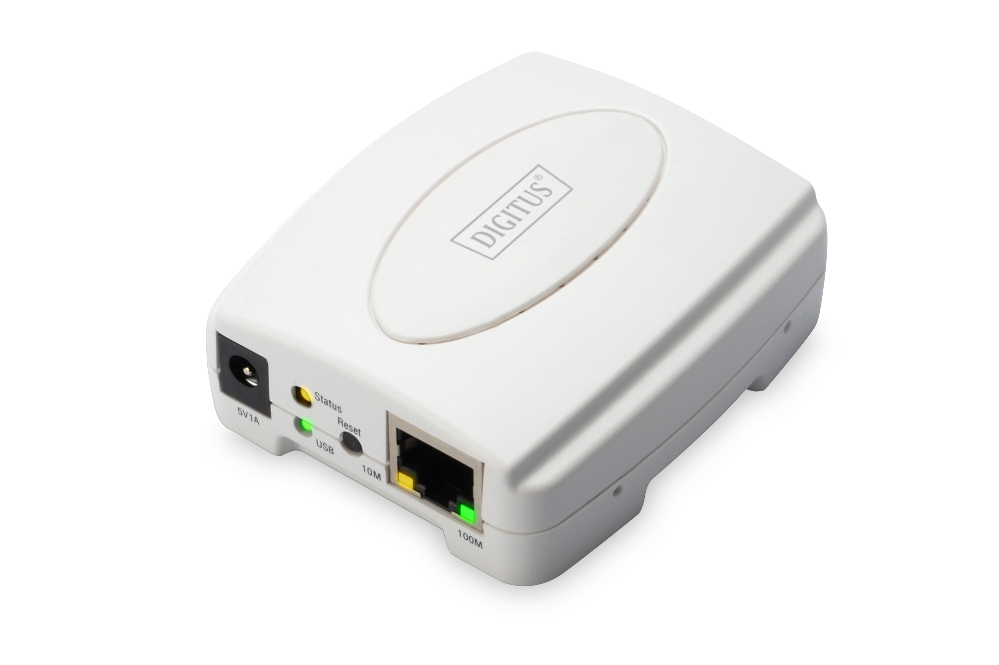 Pilt Digitus | USB Print Server, 1-Port 1x RJ45, 1x USB A, USB 2.0 | DN-13003-2 | White