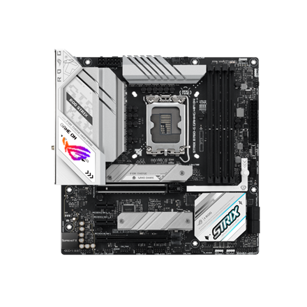 Pilt Asus | ROG STRIX B760-G GAMING WIFI D4 | Processor family Intel | Processor socket  LGA1700 | DDR4 DIMM | Memory slots 4 | Supported hard disk drive interfaces 	SATA, M.2 | Number of SATA connectors 4 | Chipset  Intel B760 | 24.4 cm x 24.4 cm