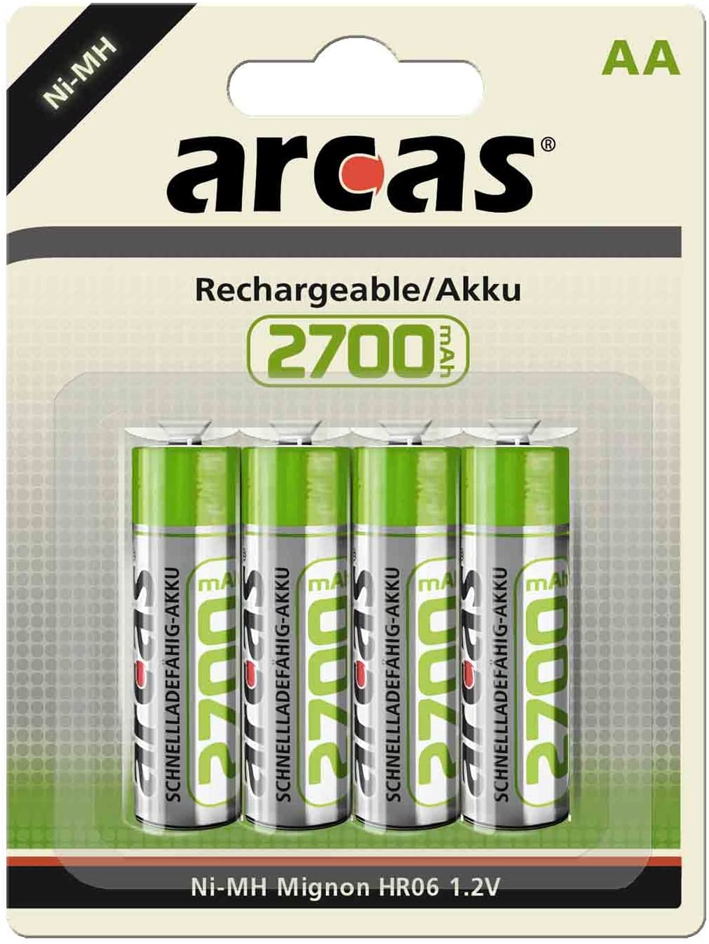 Pilt Arcas | AA/HR6 | 2700 mAh | Rechargeable Ni-MH | 4 pc(s) | 17727406