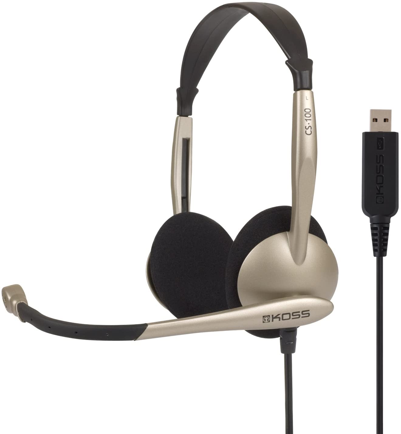 Pilt Koss | CS100USB | Headphones | Wired | On-Ear | Microphone | Noise canceling | Gold