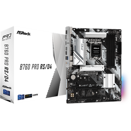 Pilt ASRock | B760 PRO RS/D4 | Processor family Intel | Processor socket  LGA1700 | DDR4 DIMM | Memory slots 4 | Supported hard disk drive interfaces SATA, M.2 | Number of SATA connectors 4 | Chipset Intel B760 | ATX