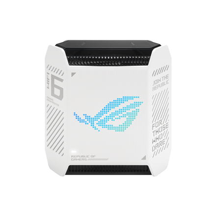 Pilt Wifi 6 802.11ax Tri-band Gigabit Gaming Mesh Router | GT6 ROG Rapture (1-Pack) | 802.11ax | 574+4804+4804 Mbit/s | 10/100/1000 Mbit/s | Ethernet LAN (RJ-45) ports 3 | Mesh Support Yes | MU-MiMO Yes | No mobile broadband | Antenna type Internal