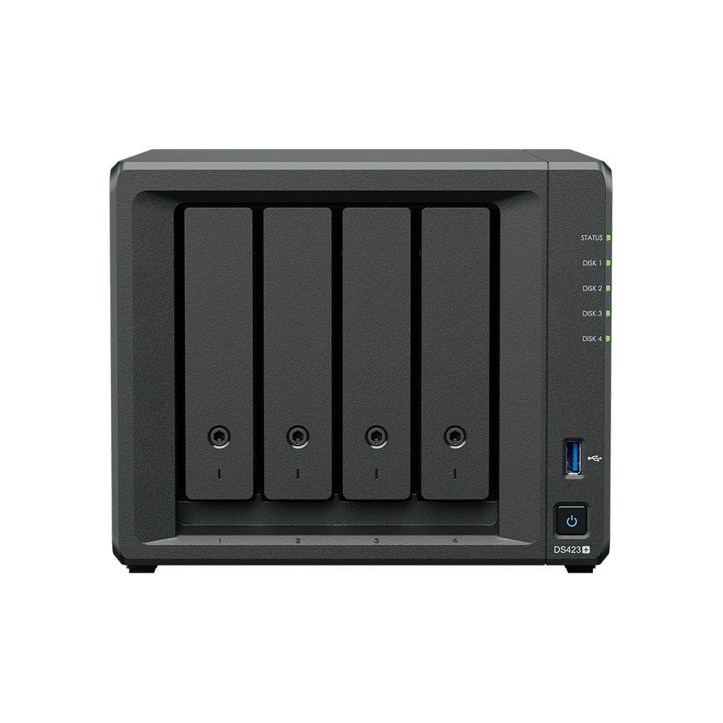 Pilt Synology | Tower NAS | DS423+ | Intel Celeron | J4125 | Processor frequency 2.7 GHz | 2 GB | DDR4