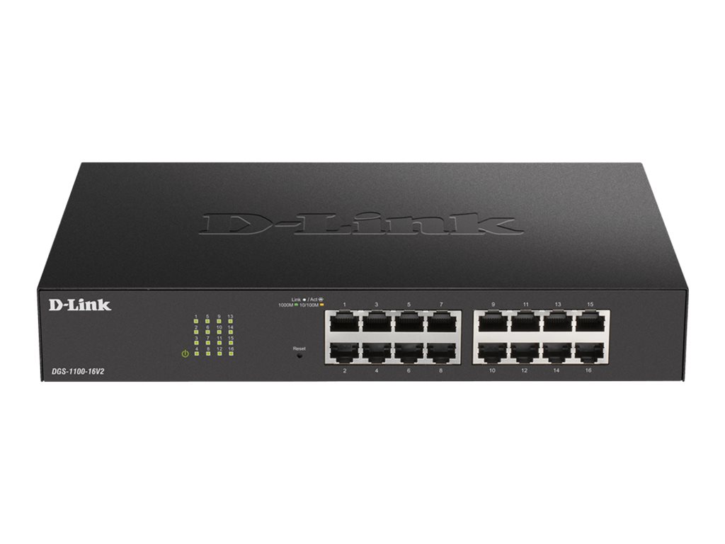 Pilt D-Link | Smart Managed Switch | DGS-1100-16V2 | Managed | Desktop | 1 Gbps (RJ-45) ports quantity | SFP ports quantity | Combo ports quantity | PoE ports quantity | PoE+ ports quantity | Power supply type 100 to 240 V AC, 50 to 60 Hz Internal | month(s)