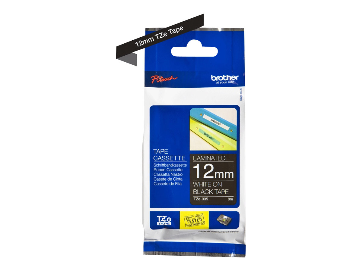 Pilt Brother | TZe-335 Laminated Tape | White on Black | TZe | 8 m | 1.2 cm