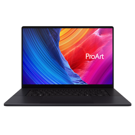 Pilt Asus | ProArt P16 H7606WW-SE009X | Nano Black | 16 " | OLED | Touchscreen | 4K | 3840 x 2400 pixels | Glossy | AMD Ryzen AI 9 | HX370 | 64 GB | LPDDR5X | Solid-state drive capacity 2000 GB | NVIDIA GeForce RTX 5080 | GDDR7 | 16 GB | Windows 11 Pro | 802.11be | Bluetooth version 5.4 | Keyboard language English | Keyboard backlit | Warranty 24 month(s)