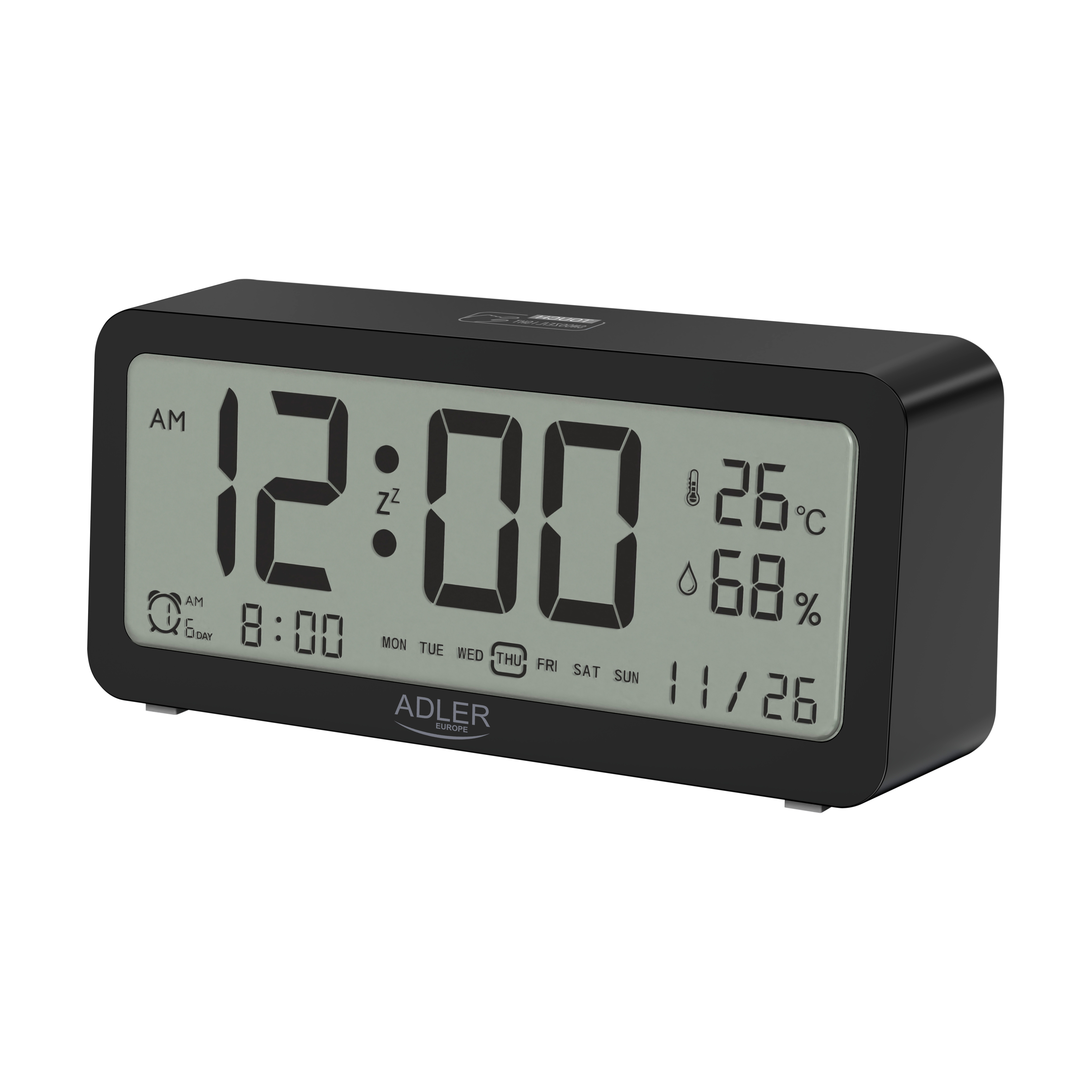 Pilt Adler | AD 1195b | Alarm Clock | W | Black | Alarm function