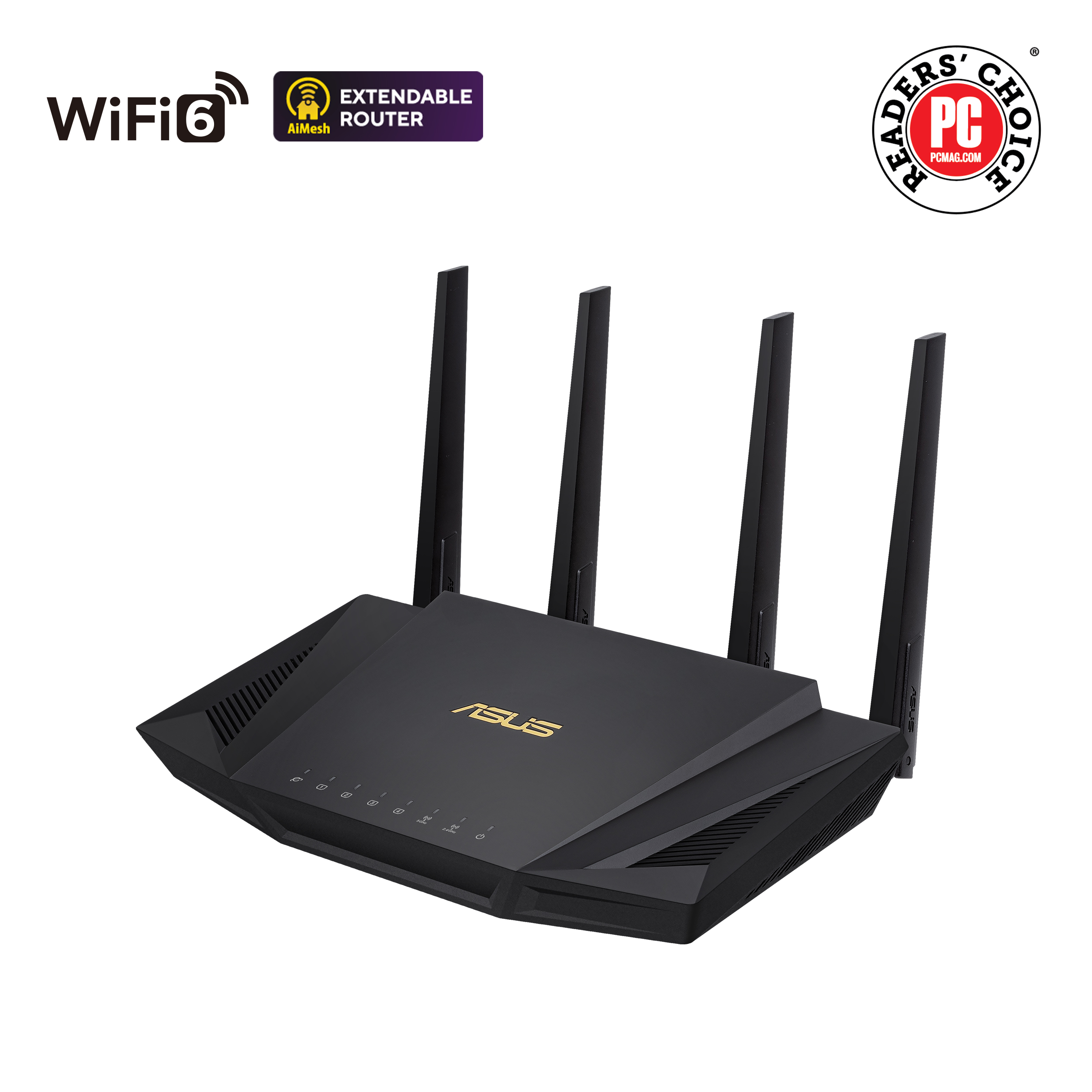 Pilt Wireless Wifi 6 Dual Band Gigabit Router | RT-AX58U | 802.11ax | 2402+574 Mbit/s | 10/100/1000 Mbit/s | Ethernet LAN (RJ-45) ports 4 | Mesh Support Yes | MU-MiMO Yes | No mobile broadband | Antenna type External