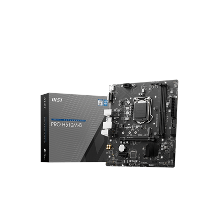 Pilt MSI | PRO H510M-B | Processor family Intel | Processor socket  LGA1200 | DDR4 DIMM | Memory slots 2 | Supported hard disk drive interfaces SATA, M.2 | Number of SATA connectors 4 | Chipset Intel H470 | mATX