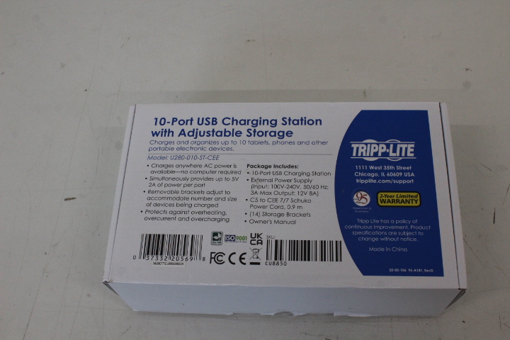 Pilt Tripp Lite 10 Port USB Charging Station with Adjustable Storage | U280-010-ST-CEE | UNPACKED, SCRATCHED