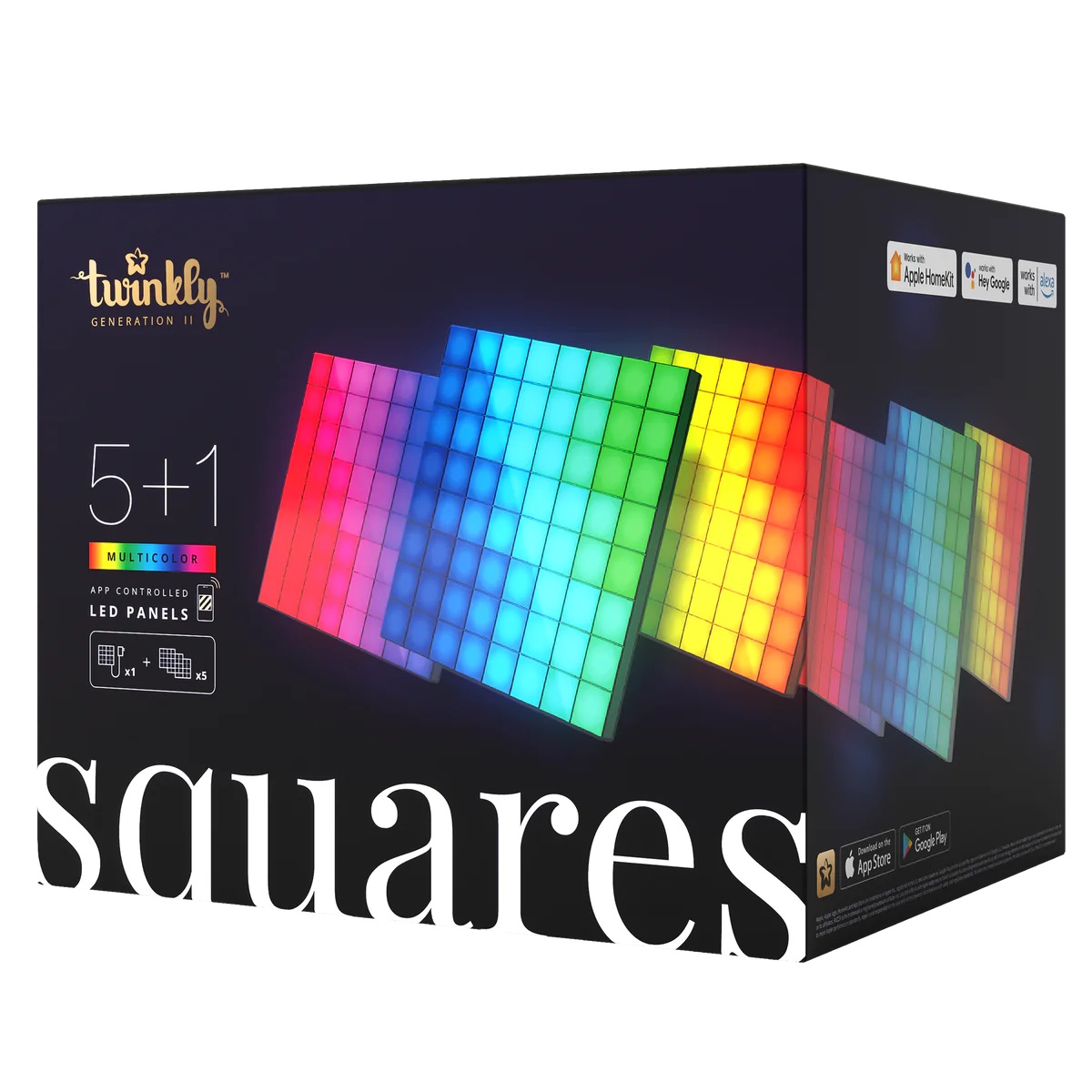 Pilt Twinkly Squares Smart LED Panels Starter Kit (6 panels) Twinkly | Squares Smart LED Panels Starter Kit (6 panels) | RGB – 16M+ colors