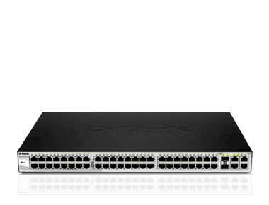 Pilt D-LINK DGS-1210-52, Gigabit Smart Switch with 48 10/100/1000Base-T ports and 4 Gigabit MiniGBIC (SFP) ports, 802.3x Flow Control, 802.3ad Link Aggregation, 802.1Q VLAN, 802.1p Priority Queues, Port mirroring, Jumbo Frame support, 802.1D STP, ACL, LLDP, Cable Diagnostics, Auto Surveillance VLAN, Auto Voice VLAN D-Link | 24 month(s)