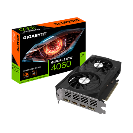 Pilt Gigabyte | GV-N4060WF2OC-8GD 1.0 | NVIDIA | 8 GB | GeForce RTX 4060 | GDDR6 | HDMI ports quantity 2 | PCI-E 4.0 | Memory clock speed 17000 MHz