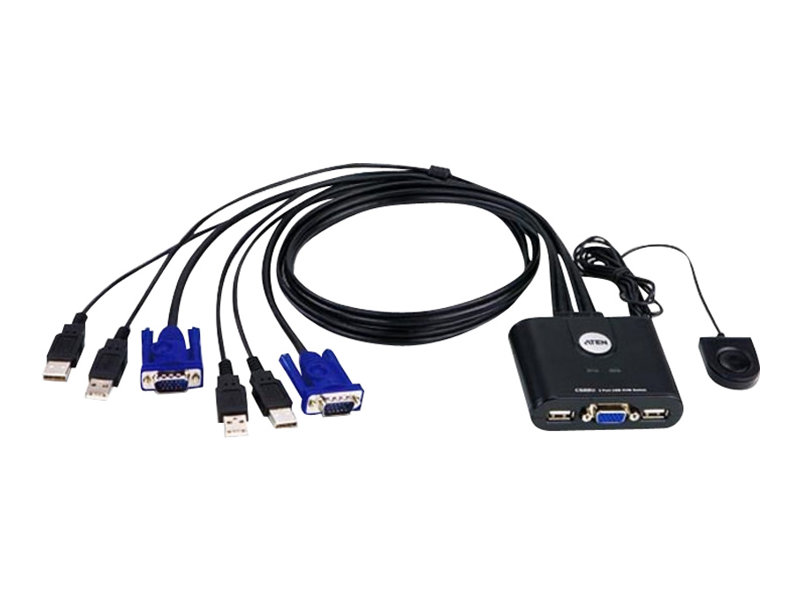 Pilt Aten 2-Port USB VGA Cable KVM Switch with Remote Port Selector | Aten | KVM  Cable KVM Switches  CS22U Search Product or keyword   2-Port USB VGA Cable KVM Switch with Remote Port Selector