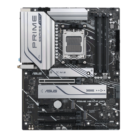 Pilt Asus | PRIME X670-P WIFI | Processor family AMD | Processor socket AM5 | DDR5 DIMM | Memory slots 4 | Supported hard disk drive interfaces 	SATA, M.2 | Number of SATA connectors 6 | Chipset  AMD X670 | ATX