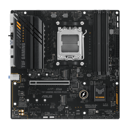Pilt Asus | TUF GAMING A620M-PLUS | Processor family AMD | Processor socket AM5 | DDR5 DIMM | Memory slots 4 | Supported hard disk drive interfaces 	SATA, M.2 | Number of SATA connectors 4 | Chipset  AMD A620 | Micro-ATX