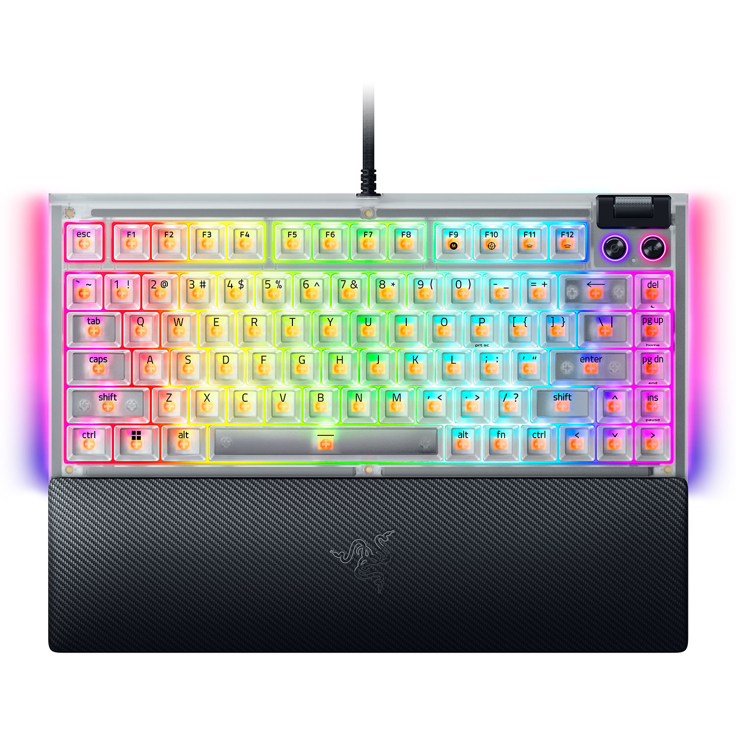 Pilt Razer Hot-swappable Mechanical Gaming Keyboard | BlackWidow V4 75% | Gaming Keyboard | Wired | US | Phantom White Edition | USB Type-C | Razer Mechanical Switches (Tactile)