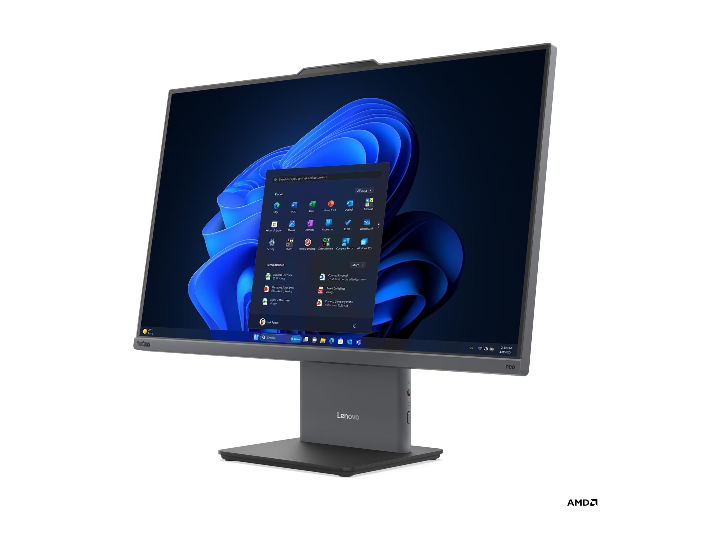 Pilt Lenovo ThinkCentre | neo 55a 24 G6 | Touchscreen | Desktop | AIO | 23.8 " | FHD | AMD Ryzen 5 | 220 | Internal memory 16 GB | SODIMM DDR5 | Solid-state drive capacity 512 GB | AMD Radeon 740M Graphics | Keyboard language English | Windows 11 Pro | Warranty 36 month(s)
