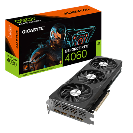 Pilt Gigabyte | GV-N4060GAMING OC-8GD 1.0 | NVIDIA | 8 GB | GeForce RTX 4060 | GDDR6 | HDMI ports quantity 2 | PCI-E 4.0 | Memory clock speed 17000 MHz